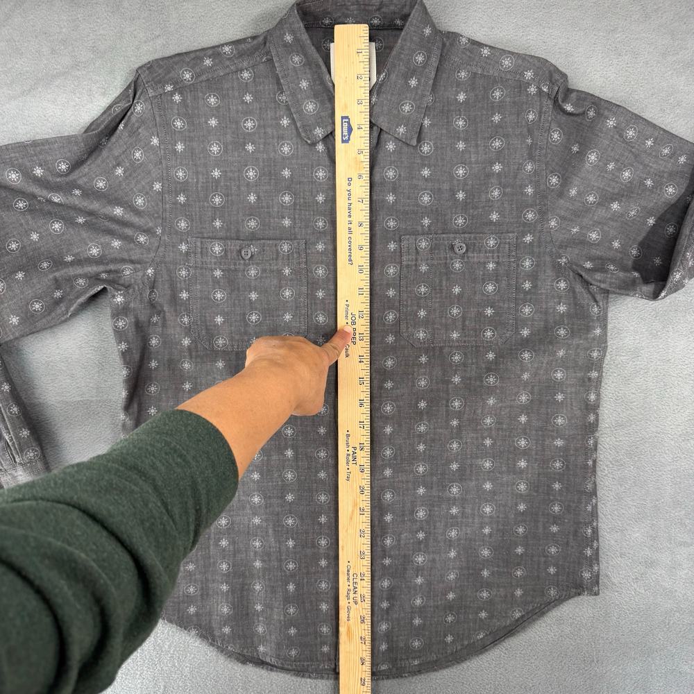 Blake Shelton x Lands End Mens Gray Geometric Pattern Long Sleeve Button Down M - Picture 3 of 9